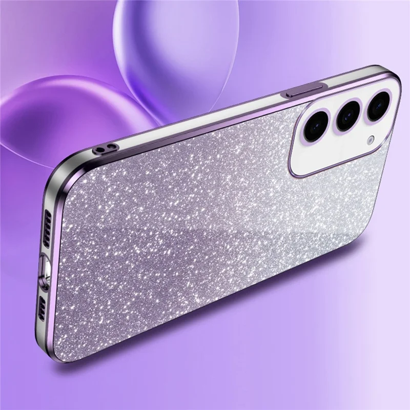 For Samsung Galaxy S24+ Cell Phone Case 6D Electroplating Glitter Powder TPU Cover - Pink