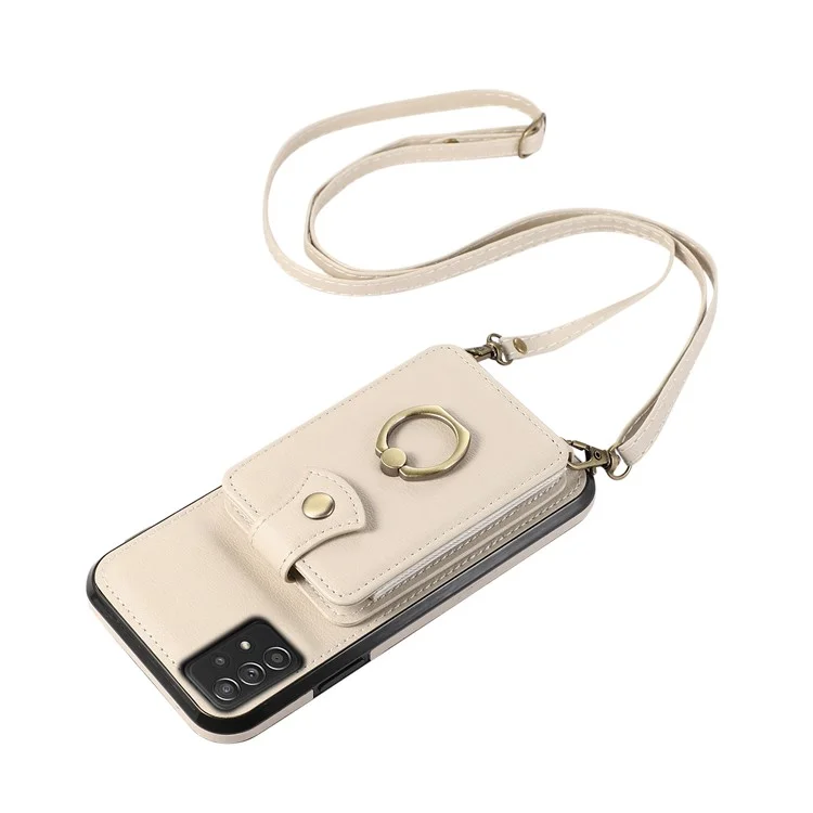 Pour Samsung Galaxy A52 4G / A52s 5G / A52 5G Étui Porte-Cartes en Cuir PU Housse de Téléphone avec Support - Beige