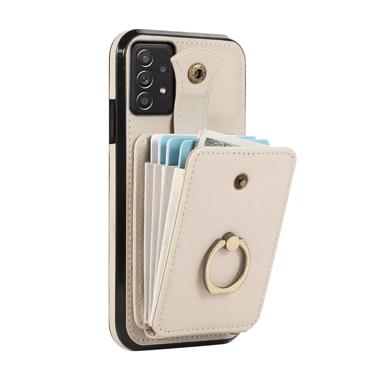 Pour Samsung Galaxy A52 4G / A52s 5G / A52 5G Étui Porte-Cartes en Cuir PU Housse de Téléphone avec Support - Beige