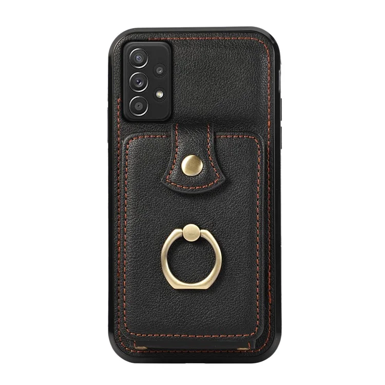 Für Samsung Galaxy A52 4G / A52s 5G / A52 5G Hülle Kartenfach PU-Leder Handyhülle mit Ständer - Schwarz