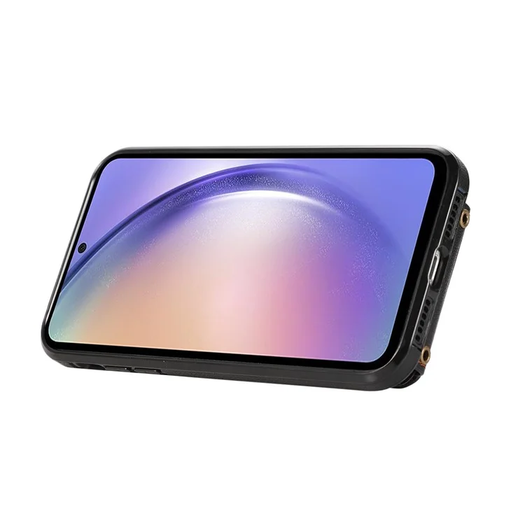 Für Samsung Galaxy A52 4G / A52s 5G / A52 5G Hülle Kartenfach PU-Leder Handyhülle mit Ständer - Schwarz