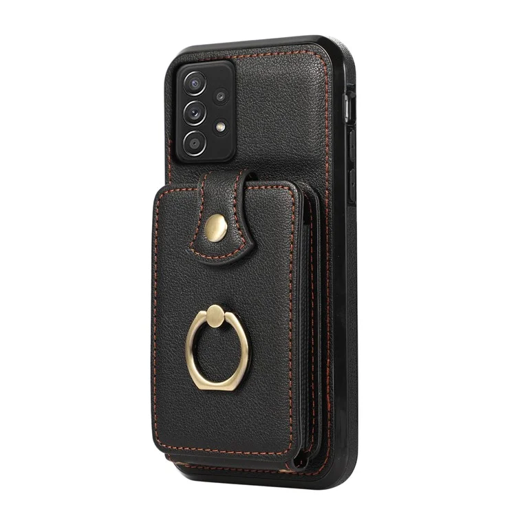Für Samsung Galaxy A52 4G / A52s 5G / A52 5G Hülle Kartenfach PU-Leder Handyhülle mit Ständer - Schwarz
