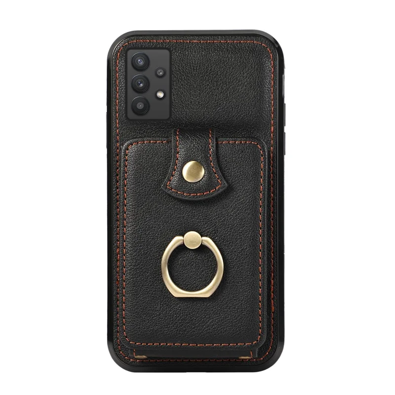 Für Samsung Galaxy A53 5G Case Kickstand TPU+PU Leder Handyhülle mit Kartenfach - Schwarz