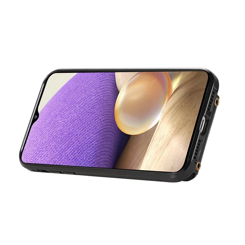 Für Samsung Galaxy A53 5G Case Kickstand TPU+PU Leder Handyhülle mit Kartenfach - Schwarz