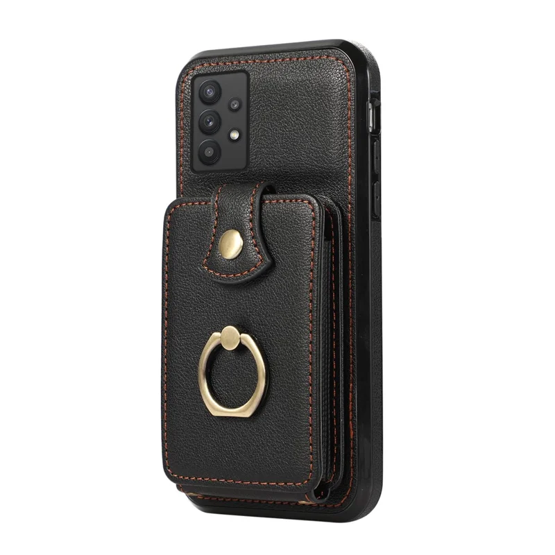 Für Samsung Galaxy A53 5G Case Kickstand TPU+PU Leder Handyhülle mit Kartenfach - Schwarz