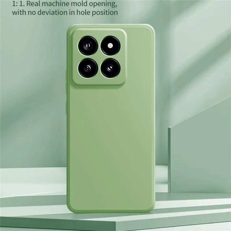For Xiaomi 14 Soft TPU Case Straight Edge Anti-fall Shockproof Phone Cover - Dark Green