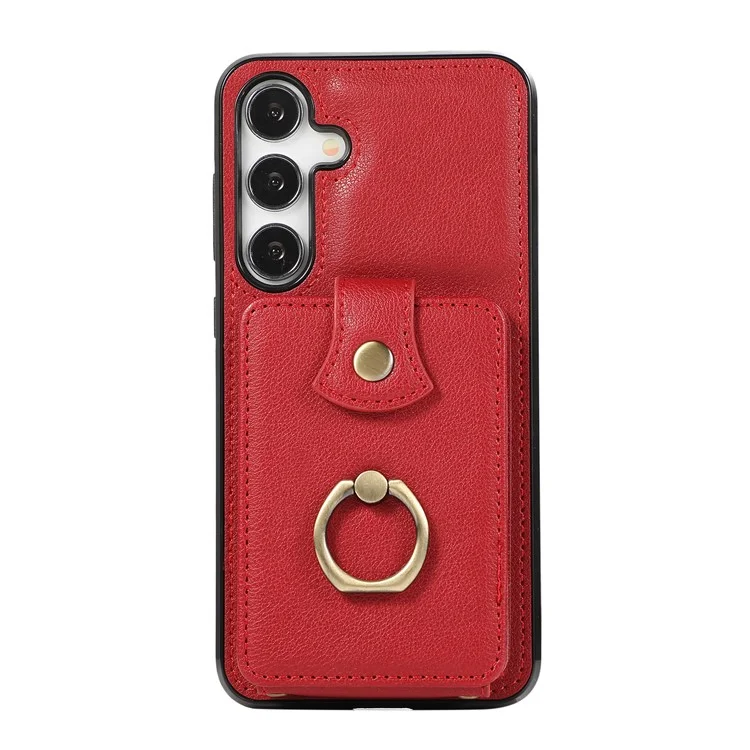 For Samsung Galaxy A54 5G Cell Phone Cover Card Holder Kickstand PU Leather + TPU Phone Case - Red