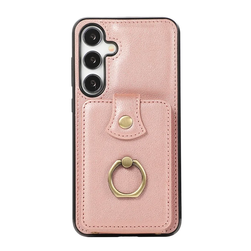 For Samsung Galaxy A34 5G Mobile Case Shoulder Phone Pouch Kickstand TPU+PU Leather Shell - Rose Gold