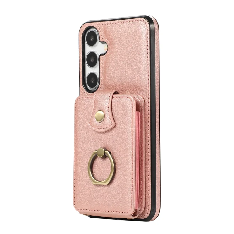 For Samsung Galaxy A34 5G Mobile Case Shoulder Phone Pouch Kickstand TPU+PU Leather Shell - Rose Gold
