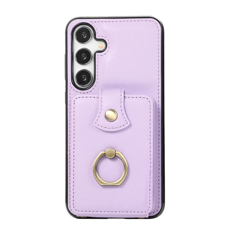 For Samsung Galaxy A24 4G (162.1 x 77.6 x 8.3mm) Case Kickstand Slim-Fit TPU+PU Leather Mobile Phone Cover - Purple