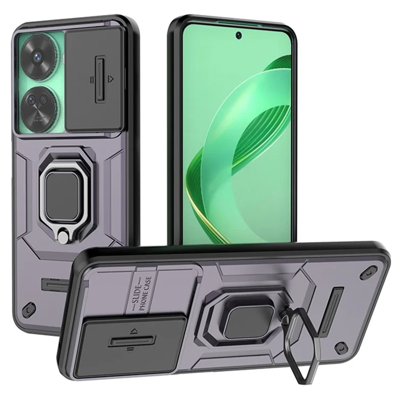 For Huawei nova 11 SE / nova 12 SE 4G Kickstand Phone Case with Slide Camera Cover - Purple