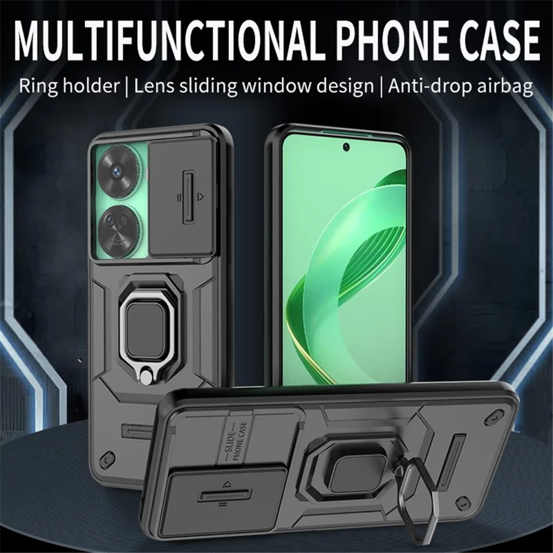 For Huawei nova 11 SE / nova 12 SE 4G Kickstand Phone Case with Slide Camera Cover - Purple