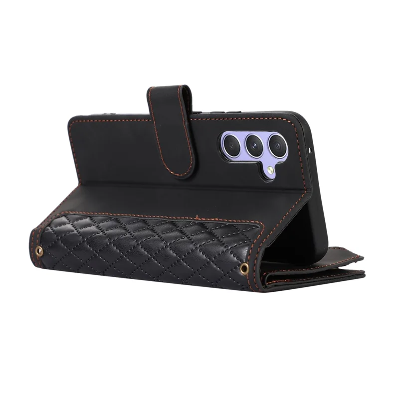 For Samsung Galaxy S24+ Cell Phone Case Imprinted Zipper Wallet Leather Anti-drop Shell - Black