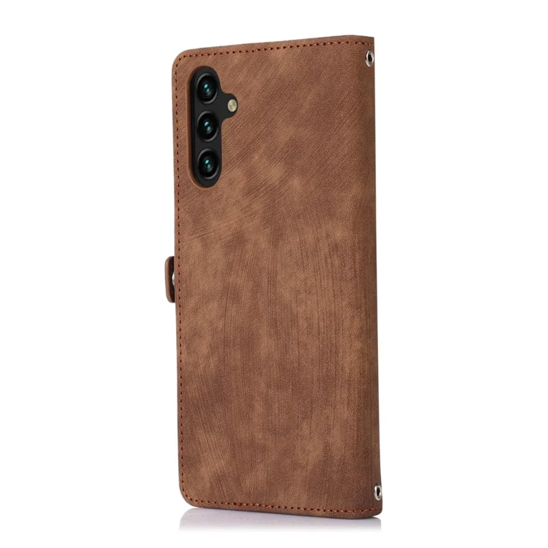 For Samsung Galaxy S25+ / S24+ Magnetic Case PU Leather+TPU Smart Phone Cover with 9 Card Slots - Brown