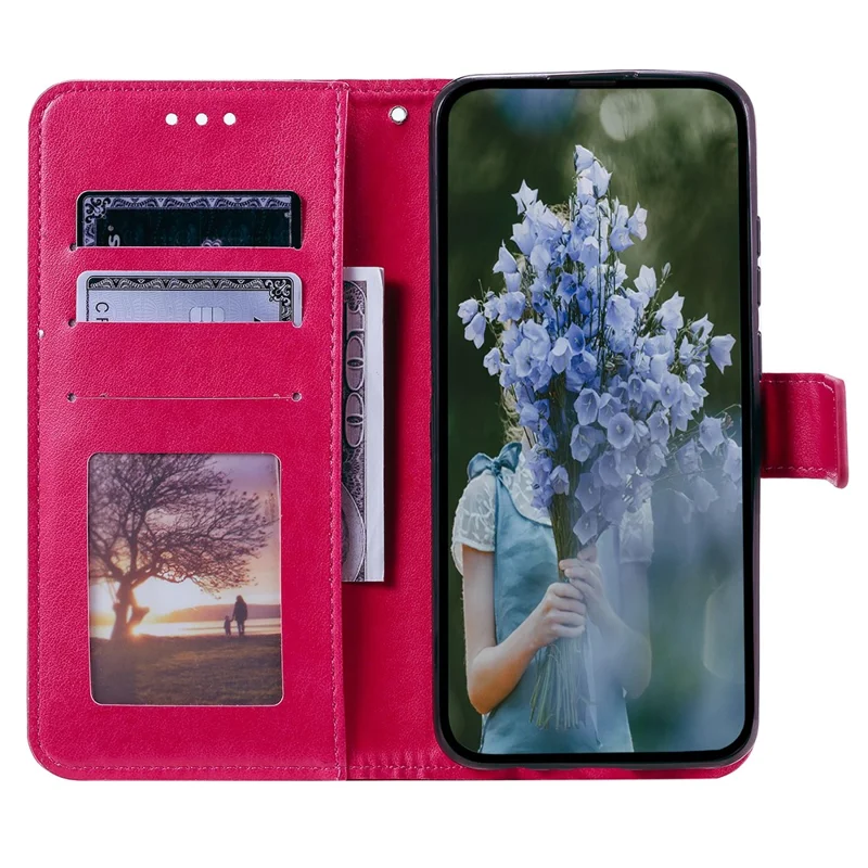 Coque pour Xiaomi Redmi 13C 4G / 13C 5G / 13R 5G / Poco M6 5G / Poco C65 4G avec motif imprimé de fleur mandala et sangle - Rose