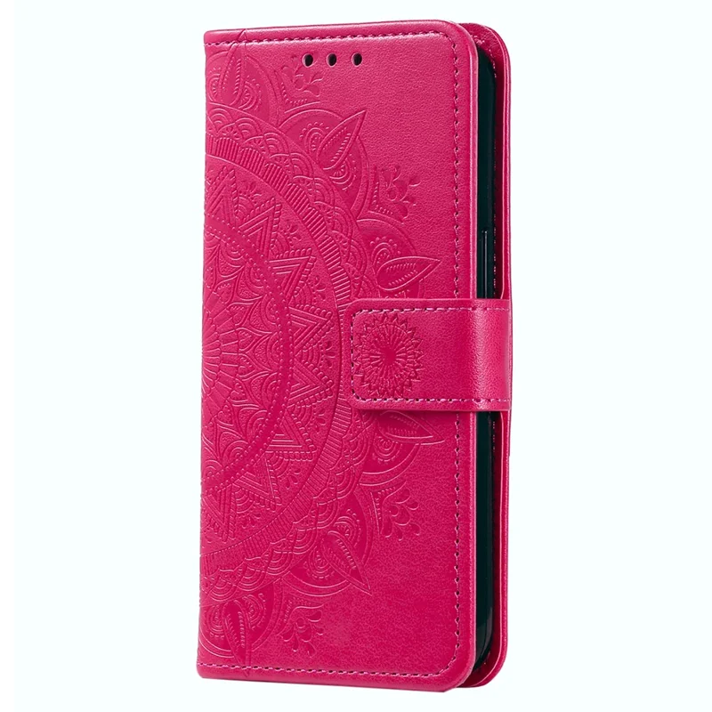 Coque pour Xiaomi Redmi 13C 4G / 13C 5G / 13R 5G / Poco M6 5G / Poco C65 4G avec motif imprimé de fleur mandala et sangle - Rose