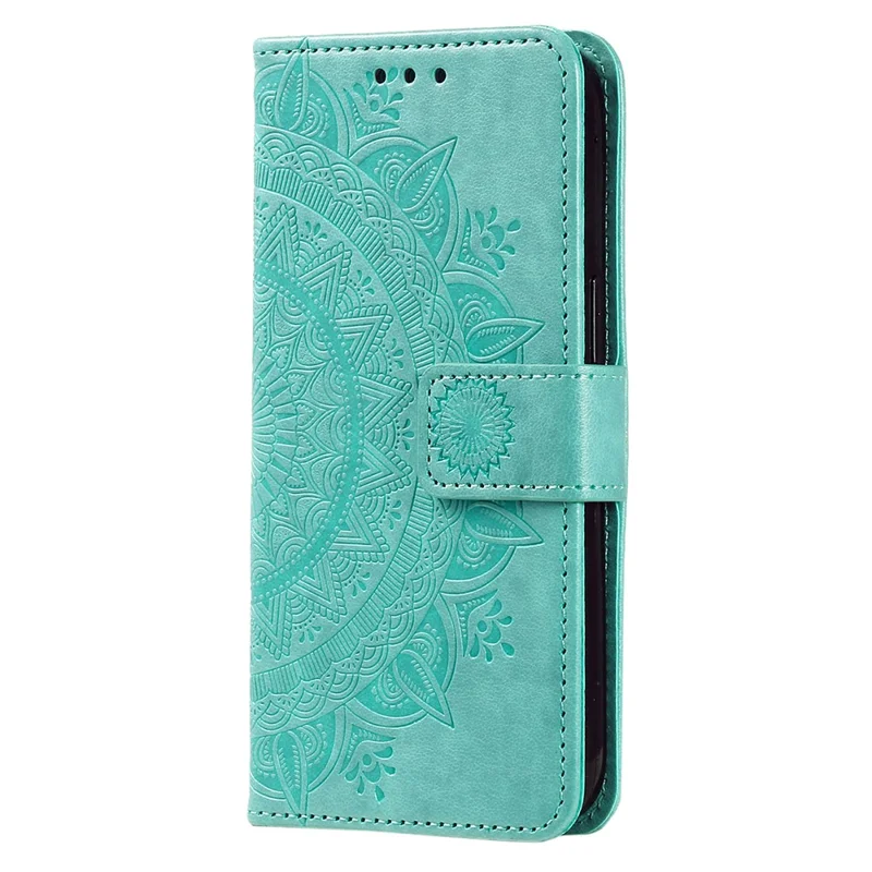 For Xiaomi Redmi 13C 4G / 13C 5G / 13R 5G / Poco M6 5G / Poco C65 4G Case Mandala Flower Imprint Cover with Strap - Green