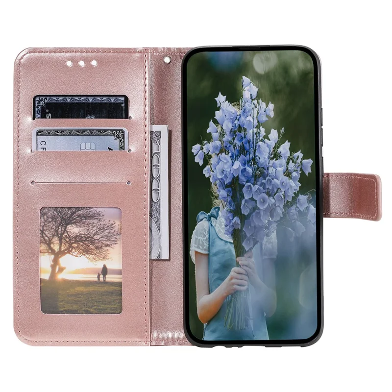 For Xiaomi Redmi 13C 4G / 13C 5G / 13R 5G / Poco M6 5G / Poco C65 4G Case Mandala Flower Imprint Cover with Strap - Rose Gold