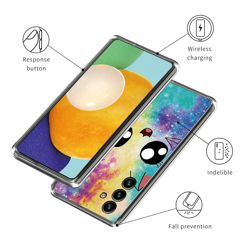 For Samsung Galaxy A35 5G TPU Case IMD Pattern Printing Scratch-resistant Phone Cover - Rainbow Cat