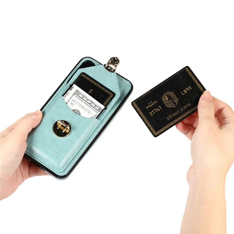 For Samsung Galaxy S25 / S24 Cell Phone Case Card Holder Leather+TPU Shockproof Cover - Green