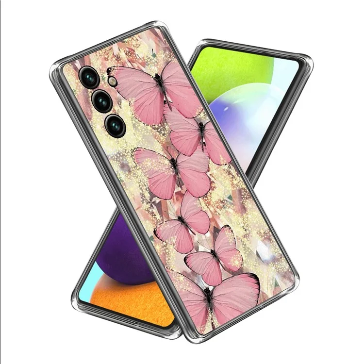 Für Samsung Galaxy A15 4G TPU Handyhülle Muster bedruckter Anti-Kratzer Slim Cover - Rosa Schmetterlinge