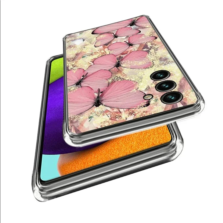 Für Samsung Galaxy A15 4G TPU Handyhülle Muster bedruckter Anti-Kratzer Slim Cover - Rosa Schmetterlinge