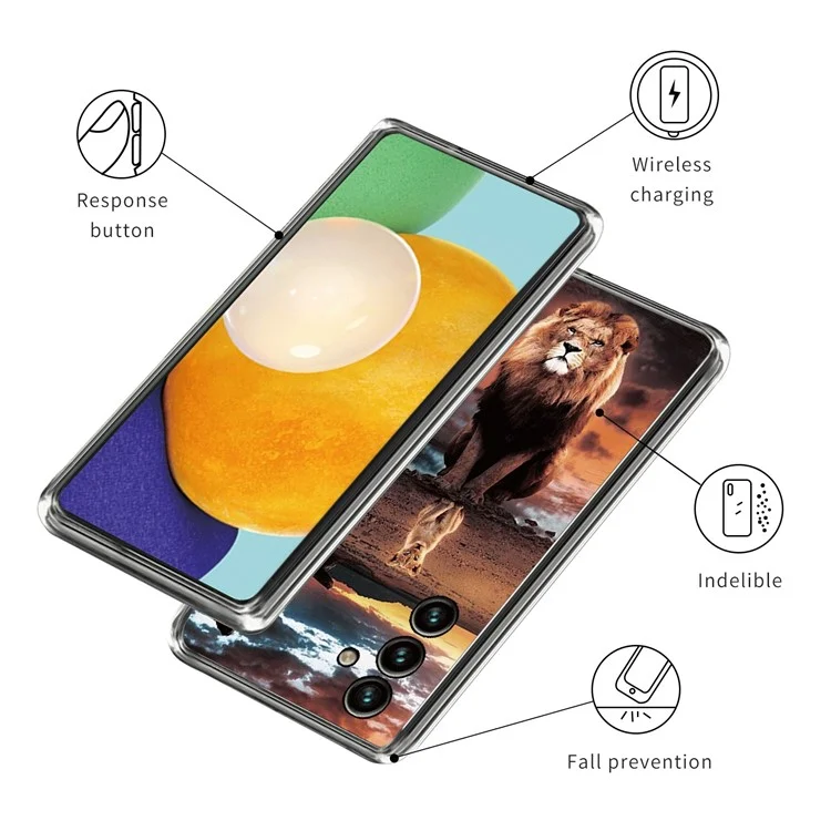 Para Samsung Galaxy A35 5G Patrón Funda de Teléfono Caso Suave TPU Anti-Golpes Cubierta - León