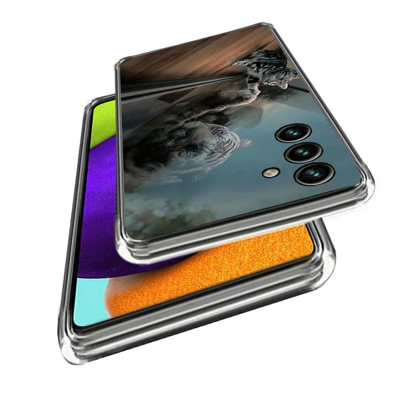 For Samsung Galaxy A35 5G Pattern Phone Case Soft TPU Anti-Bump Cover - Mirror Cat