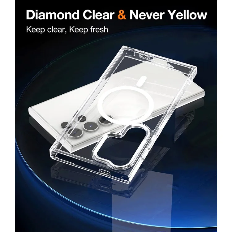 Para Samsung Galaxy S24 Ultra Case Shockproof TPU+PC Clear Phone Cover Compatible with MagSafe - Branco