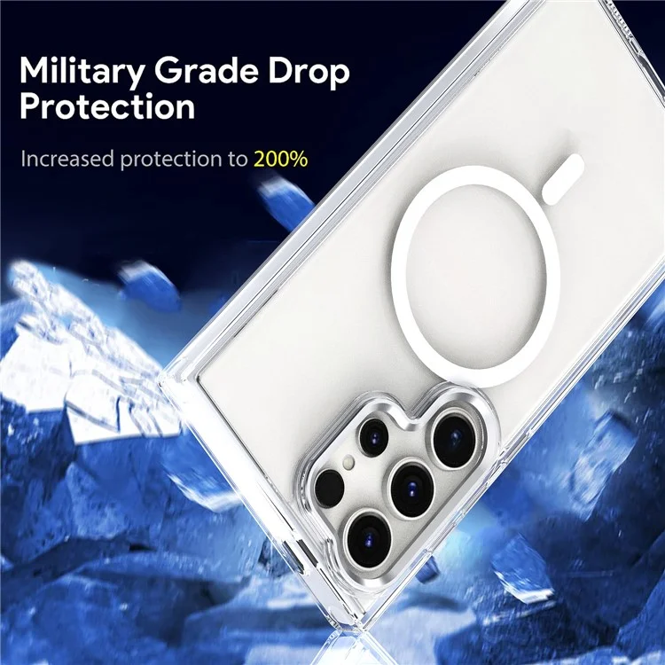 Para Samsung Galaxy S24 Ultra Case Shockproof TPU+PC Clear Phone Cover Compatible with MagSafe - Branco