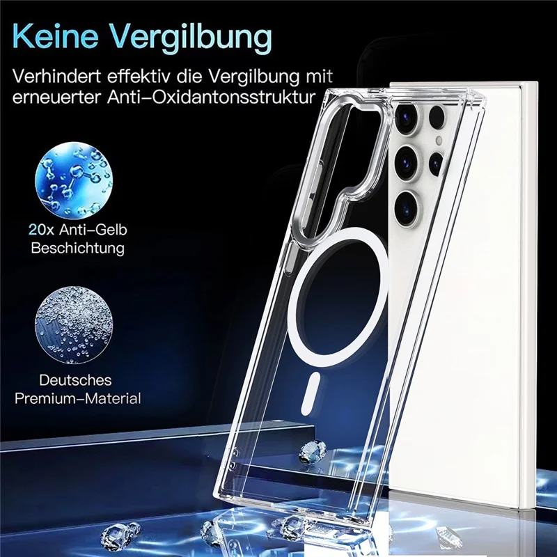 For Samsung Galaxy S24 Ultra Case Shockproof TPU+PC Clear Phone Cover Magnetic Case - Pink