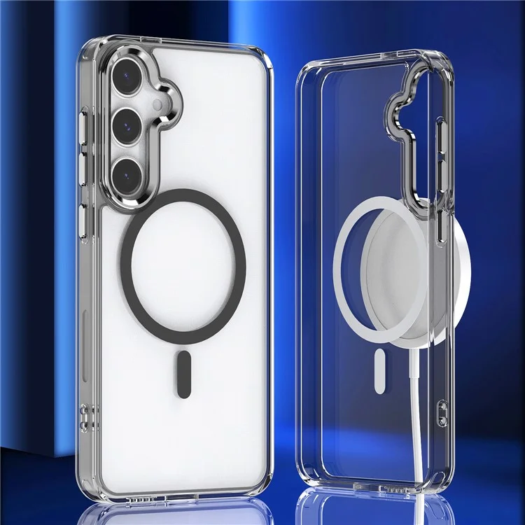 Für Samsung Galaxy S24+ Clear Case Anti-Drop TPU+PC Handyhülle kompatibel mit MagSafe - Schwarz