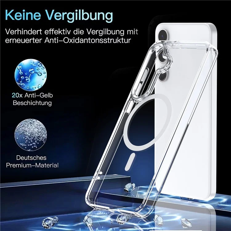 Für Samsung Galaxy S24+ Clear Case Anti-Drop TPU+PC Handyhülle kompatibel mit MagSafe - Schwarz