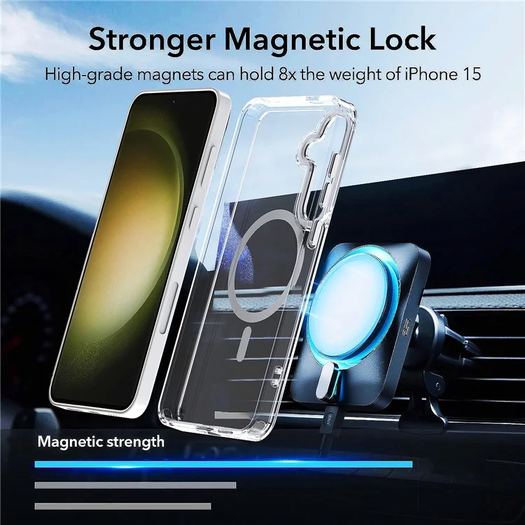 Für Samsung Galaxy S24+ Clear Case Anti-Drop TPU+PC Handyhülle kompatibel mit MagSafe - Schwarz