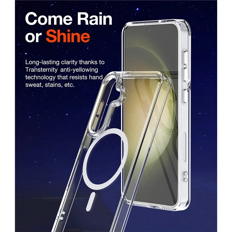 Für Samsung Galaxy S24+ Clear Case Anti-Drop TPU+PC Handyhülle kompatibel mit MagSafe - Schwarz