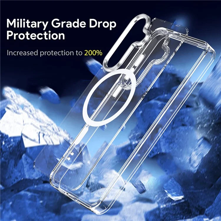 Für Samsung Galaxy S24+ Clear Case Anti-Drop TPU+PC Handyhülle kompatibel mit MagSafe - Schwarz