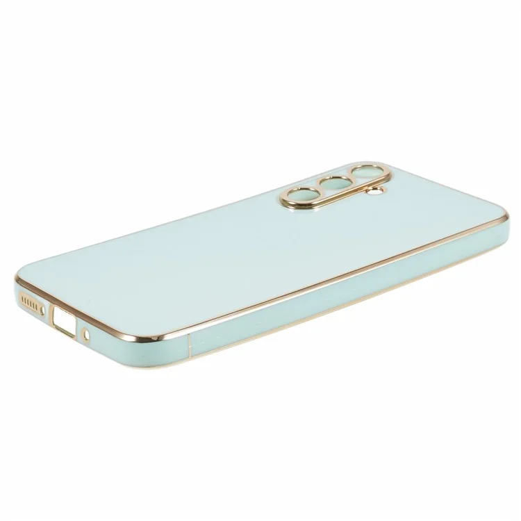 Para Samsung Galaxy A15 4G / A15 5G Case Glossy 6D Electroplating TPU Protective Cover - Cyan
