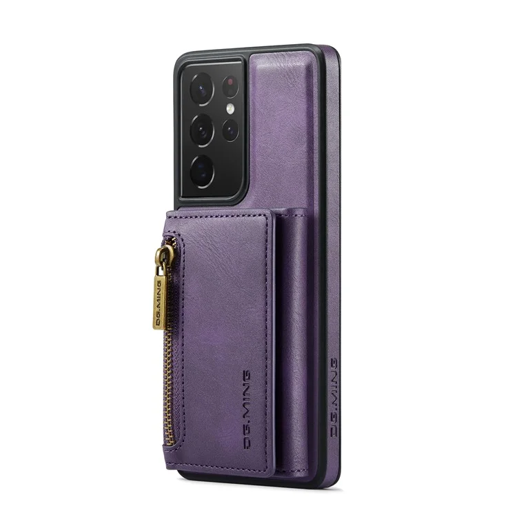 DG.MING M5 Série Pour Samsung Galaxy S21 Ultra 5G Étui de téléphone Portefeuille Détachable avec Support - Violet