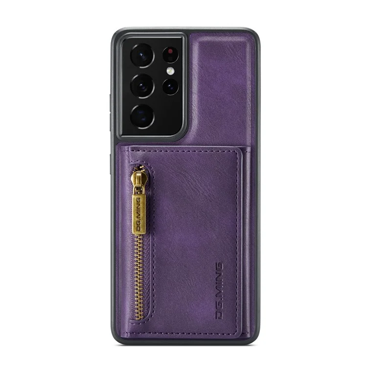 DG.MING M5 Série Pour Samsung Galaxy S21 Ultra 5G Étui de téléphone Portefeuille Détachable avec Support - Violet