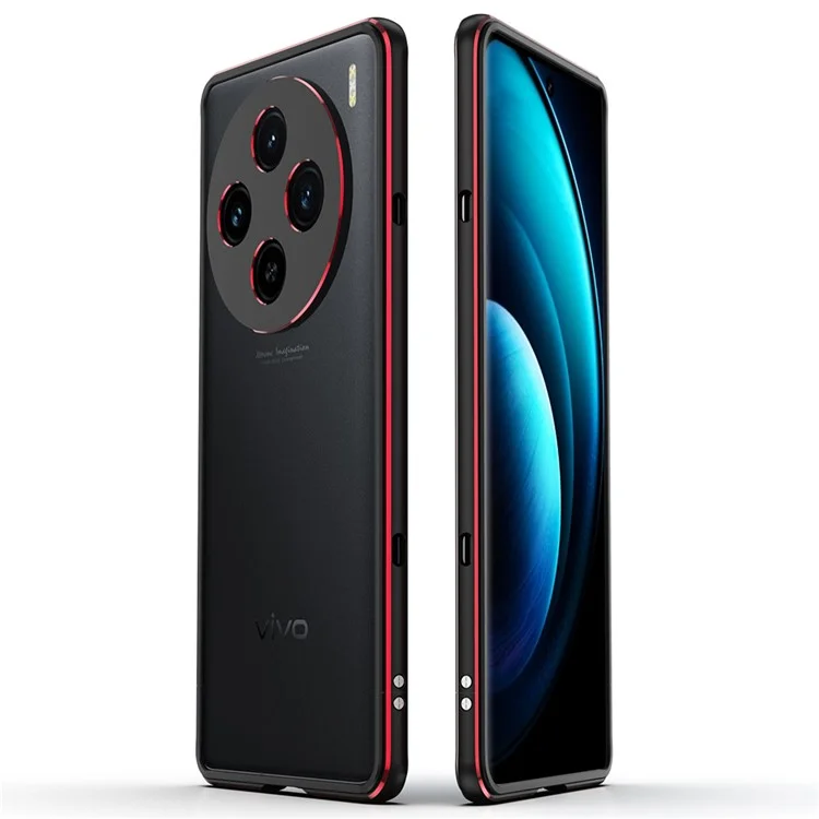 Für vivo X100 5G Bumper Case Metallrahmen Kameraschutz - Schwarz / Rot