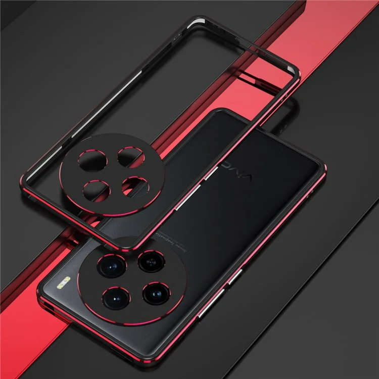 Para Vivo X100 5 g de Estuche de Parachoques de la Cámara de la Cámara Del Marco de Metal Cubierta Protectora - Negro / Rojo