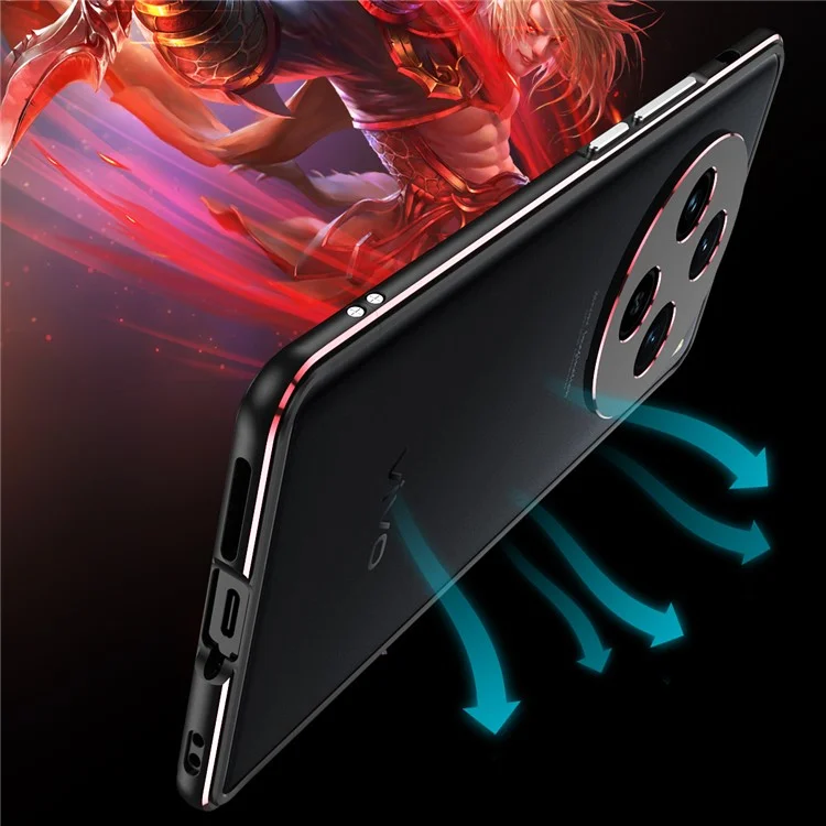 Für vivo X100 5G Bumper Case Metallrahmen Kameraschutz - Schwarz / Rot