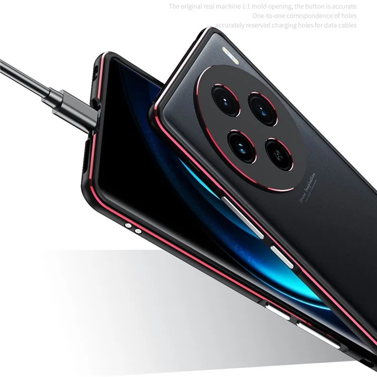 Für vivo X100 5G Bumper Case Metallrahmen Kameraschutz - Schwarz / Rot