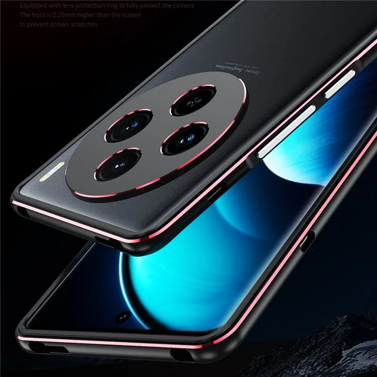 Für vivo X100 5G Bumper Case Metallrahmen Kameraschutz - Schwarz / Rot