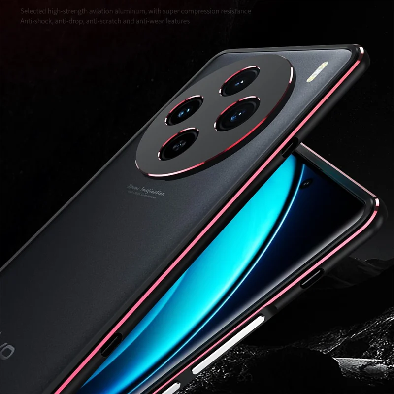 For vivo X100 5G Bumper Case Metal Frame Camera Lens Protective Cover - Blue  /  Silver