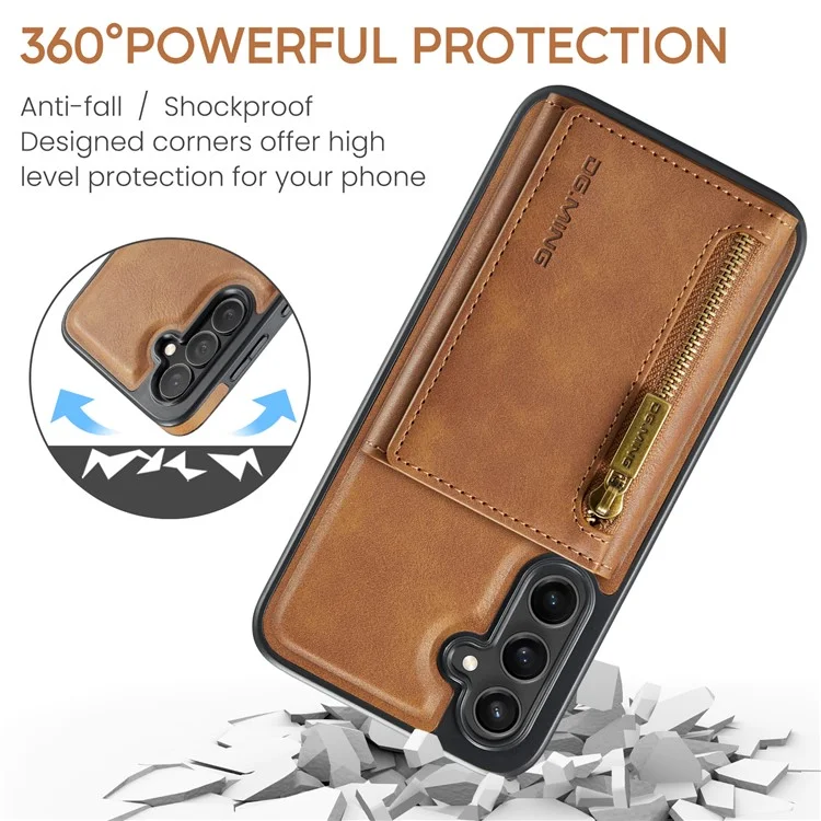 DG.MING M5 Series For Samsung Galaxy S23 FE Phone Case Magnetic Wallet Protective Cover - Brown