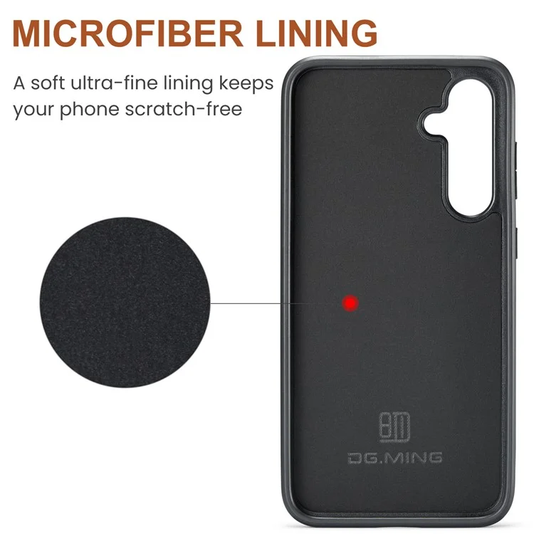 DG.MING M5 Series For Samsung Galaxy S23 FE Phone Case Magnetic Wallet Protective Cover - Brown
