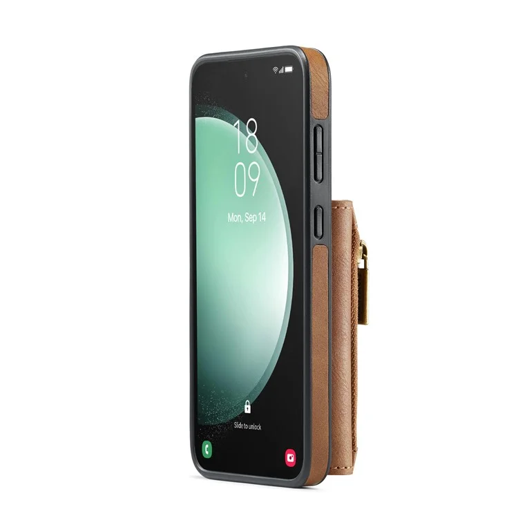 DG.MING M5 Series For Samsung Galaxy S23 FE Phone Case Magnetic Wallet Protective Cover - Brown