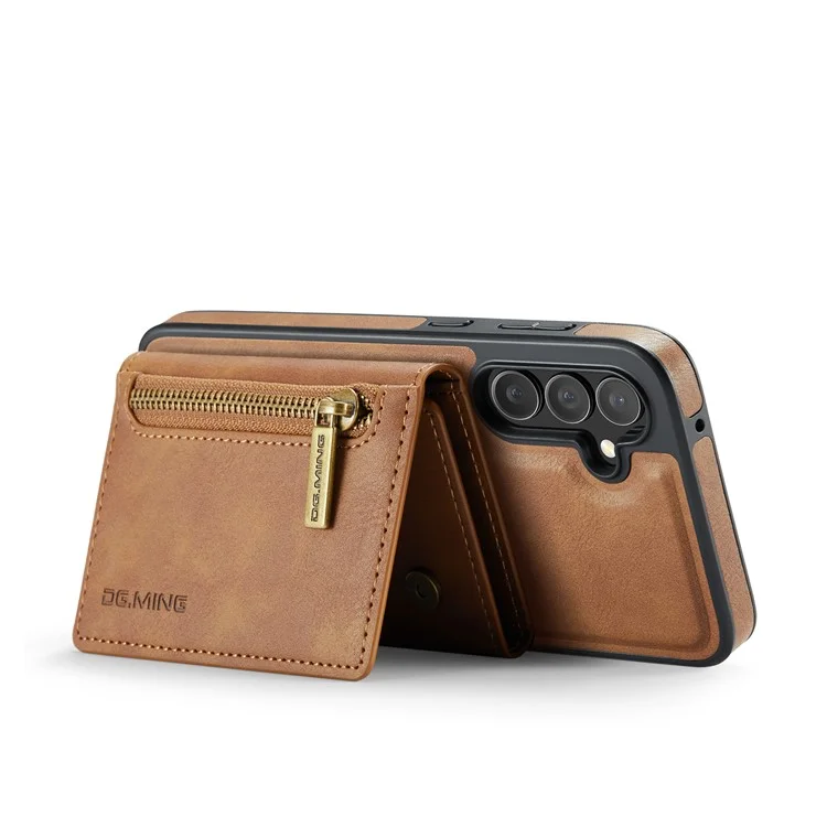 DG.MING M5 Series For Samsung Galaxy S23 FE Phone Case Magnetic Wallet Protective Cover - Brown