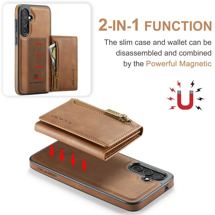 DG.MING M5 Series For Samsung Galaxy S23 FE Phone Case Magnetic Wallet Protective Cover - Brown